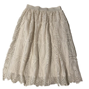 Miss Pinky Womens Boho Lace Skirt Size Small Sheer wLining Cottage Core Peasant